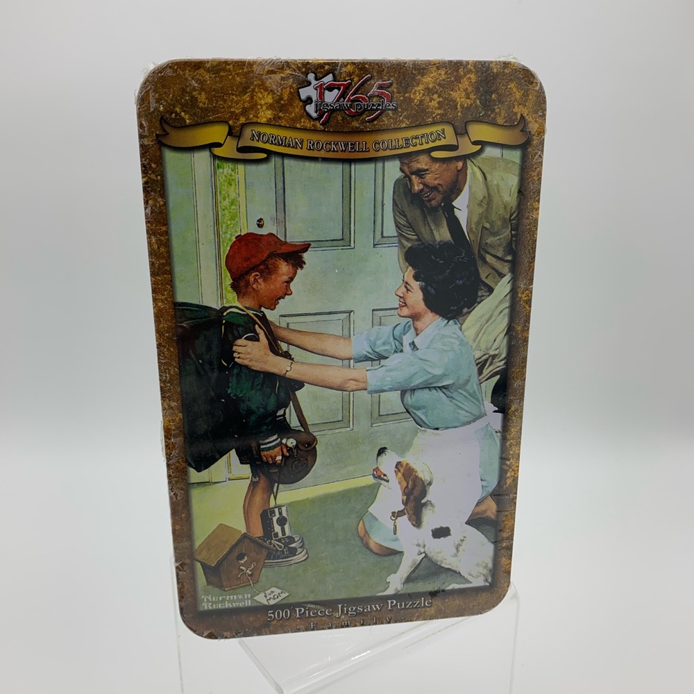 Norman Rockwell Collection 500 Piece Jigsaw Puzzle “Home From Camp” USA  Tin Box